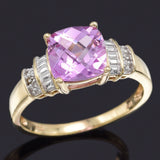 Vintage 10K Yellow Gold Pink Sapphire & Diamond Band Ring