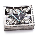 Vintage Sterling Silver Onyx Turquoise MOP Southwestern Horse Match Box Holder