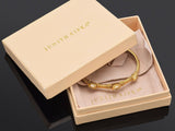 Judith Ripka 14K Gold Canary Crystal & Diamond Hinged Bangle Bracelet +Box 21.2G