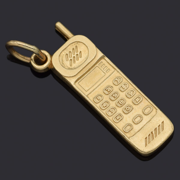 Vintage 14K Yellow Gold Cordless Telephone Cellphone Charm Pendant 3.1 Grams