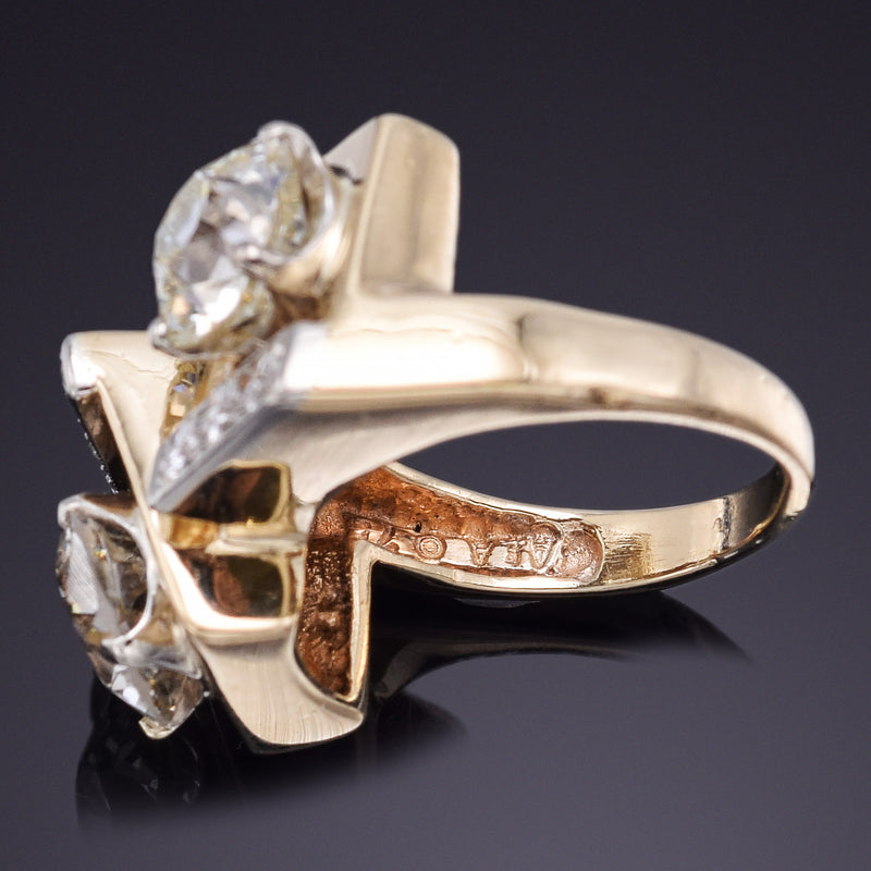 Estate 18K Yellow Gold 3.68 TCW Diamond Ring 8.6 Grams Size 4.5
