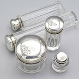 Vintage J.E. Caldwell & Co Sterling Silver Vanity & Glass Toiletries Set