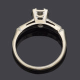 Vintage 14K White Gold 0.23 Carat Old Euro Diamond Solitaire Band Ring