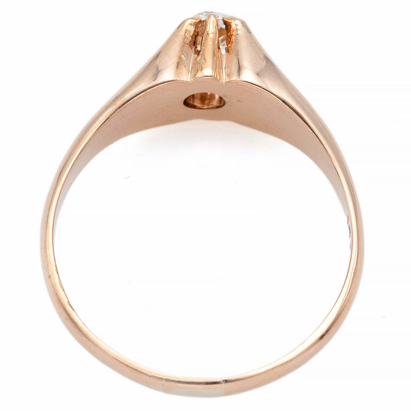 Antique 14K Yellow Gold 0.33 Ct Old Mine Cut Diamond Band Ring Size 9.75