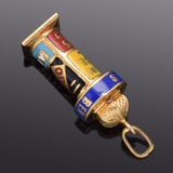 Vintage 18K Yellow Gold Folies-Bergere Enamel Charm Pendant 1.4 Grams