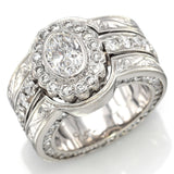 Vintage Platinum 2.69 TCW Diamond Soldered 3 Piece Ring Set 22.2 Grams Size 4