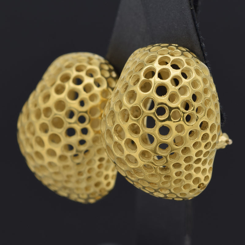 Vintage 1988 Angela Cummings 18K Gold Studios Perforations Free Forms Earrings