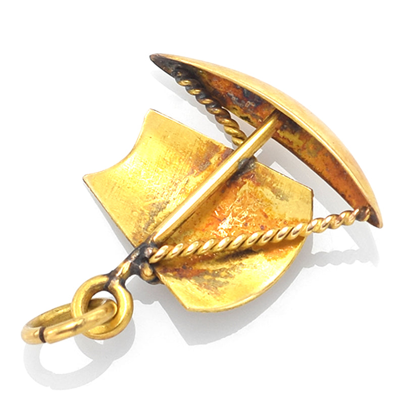 Vintage 14K Yellow Gold Sailboat Charm Pendant