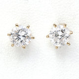 Vintage 14K Yellow Gold 1.12 TCW Diamond Round Solitaire Stud Earrings G/H