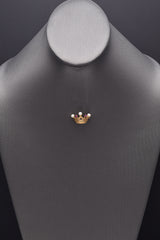 Vintage Leon 14K Yellow Gold Ruby & Sea Pearl Crown Brooch Pin 22.7 x 15.5 mm