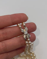 Vintage Platinum & 14K Gold Sea Pearl & 0.68 TCW Diamond Beaded Strand Necklace