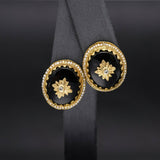 Antique 14K Gold Onyx, Sea Pearl & White Topaz Mourning Drop Earrings 6.3 Grams