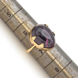 Antique 9K Yellow Gold 11.68 Ct Garnet Pear Cabochon Cocktail Ring + Box