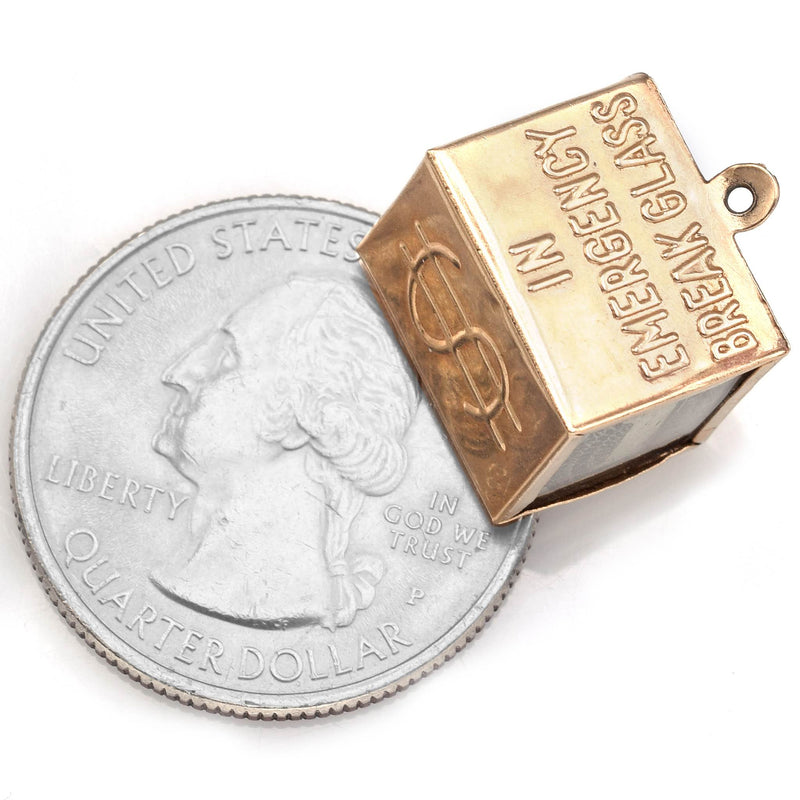 Vintage 14K Yellow Gold Mad Money Cube Charm Pendant
