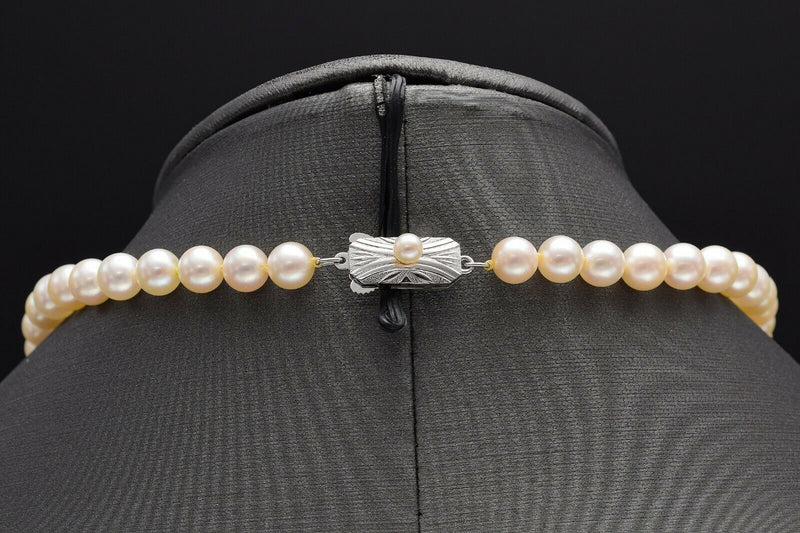 Vintage Mikimoto Sterling Silver Sea Pearl Beaded Strand Necklace + Box 26.2 Gr
