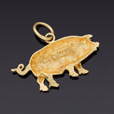 Vintage 14K Yellow Gold Pig Charm Pendant 2.4 Grams