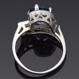 Vintage 14K White Gold Sapphire & 0.54 TCW Diamond Band Ring