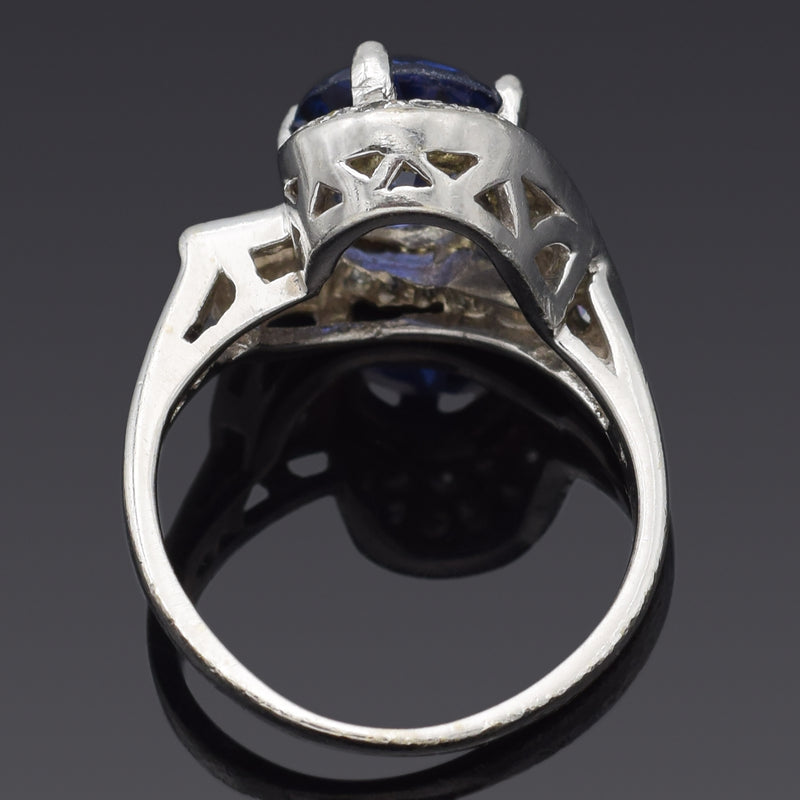 Vintage 14K White Gold Sapphire & 0.54 TCW Diamond Band Ring