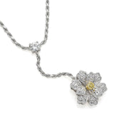 Vintage 18K White Gold 0.45 TCW Diamond Floral Pendant Necklace