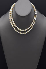 Vintage Platinum & 14K Gold Sea Pearl & 0.68 TCW Diamond Beaded Strand Necklace