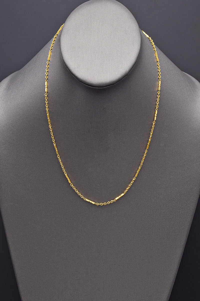 Vintage 24K Yellow Gold Link Bar Chain Necklace 2 mm 13.6 Grams 18.75 Inches