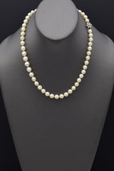Vintage Platinum & 14K Gold Sea Pearl & 0.77 TCW Diamond Beaded Strand Necklace