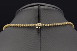 Vintage 14K Yellow Gold White Sapphire Graduated Tennis Necklace