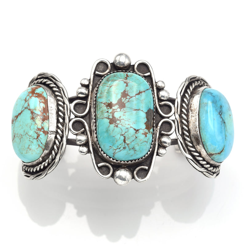 Vintage Sterling Silver Turquoise Southwestern Cuff Bracelet
