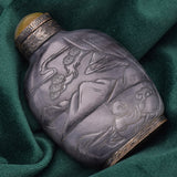 Antique Chinese Jade People Landscape & Crane Carved Snuff Bottle 133.1 Grams
