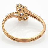 Antique 14K Yellow Gold Sapphire & Mine Cut Diamond Ring