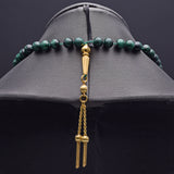 Vintage 18K Yellow Gold Malachite Prayer Beads 80.1 Grams