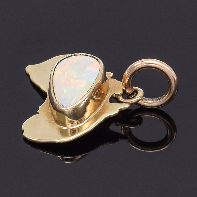 Vintage 9K Yellow Gold Opal Charm Pendant 1.0 Grams