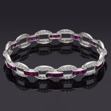 J.E. Caldwell & Co Platinum Ruby & 1.92TCW Old Euro Cut Diamond Tennis Bracelet