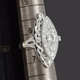 Antique 18K White Gold 2.17 TCW Diamond Art Deco Cocktail Ring +Box 6.9G Sz 6.25
