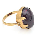 Antique 9K Yellow Gold 11.68 Ct Garnet Pear Cabochon Cocktail Ring + Box