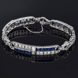 Antique Platinum 6.60 TCW Sapphire & 4.80 TCW Diamond Art Deco Bracelet