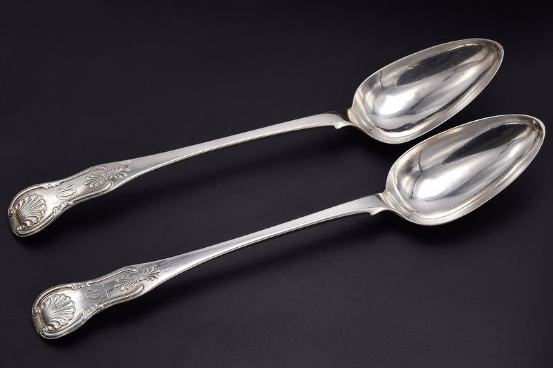 2 Pcs Antique 1825 Edinburgh Scotland Sterling Silver Spoon 245.2 Grams 12"