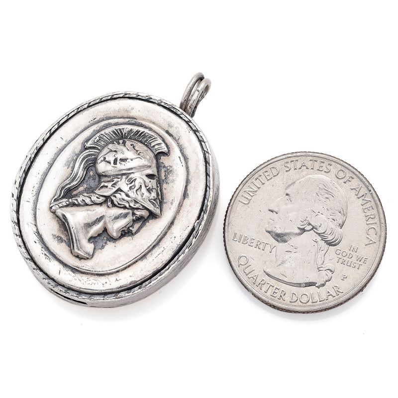 Vintage Henryk Winograd HW 999 Fine Silver Repoussé Roman Soldier Pendant 32.8mm