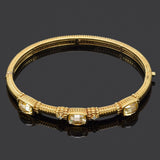 Judith Ripka 14K Gold Canary Crystal & Diamond Hinged Bangle Bracelet +Box 21.2G