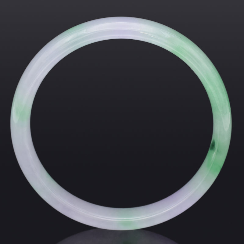 GIA Cert Translucent Variegated Green & Purple Jadeite Jade Bangle Bracelet