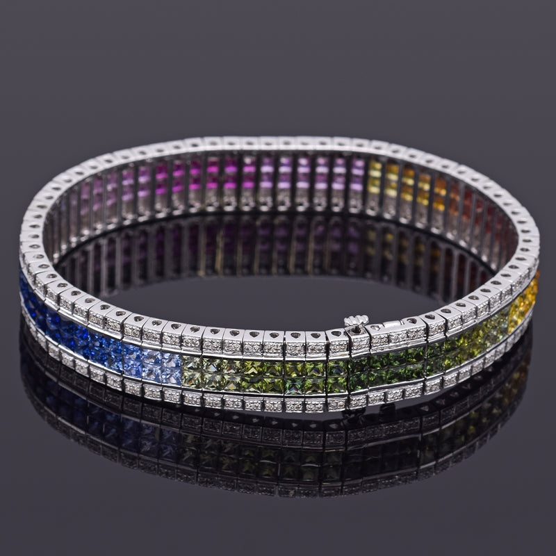 China Eshine Multi Color Cubic zirconia stones Tennis Bracelet Manufacturer  and Supplier | Eshine