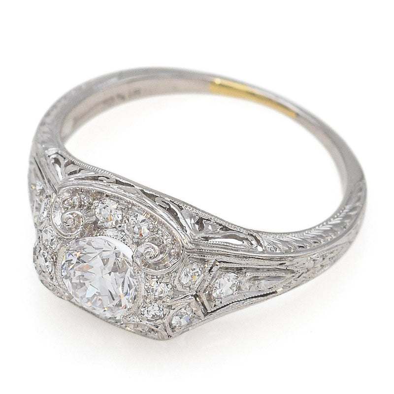 Antique Art Deco Platinum 0.67 TCW Diamond Band Ring Size 5 + Box