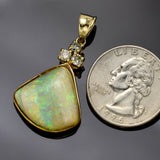 Vintage 14K Yellow Gold Opal & 0.54 TCW Diamond Pendant 5.2 Grams 31.8 x 20.9 mm