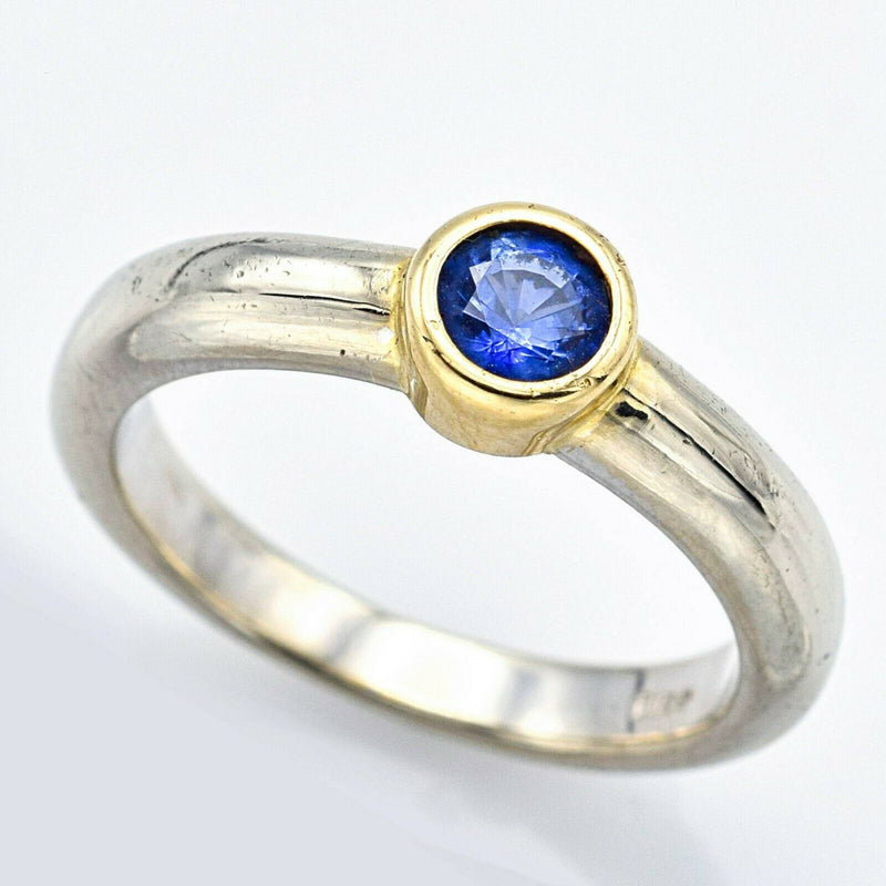 Estate 14K White And Yellow Gold Sapphire Ring