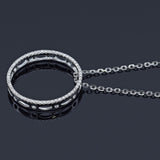 Estate 18K White Gold Diamond Open Circle Pendant Slider Necklace 3.8 Grams 16"