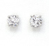 Vintage 14K White Gold 0.84 TCW Diamond Round Solitaire Stud Earrings