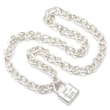 Tiffany & Co. Sterling Silver 1837 Lock Pendant Cable Necklace 16 Inches
