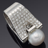 Vintage 18K White Gold Sea Pearl & 3.85 TCW Diamond Cocktail Ring 19.4G Size 5