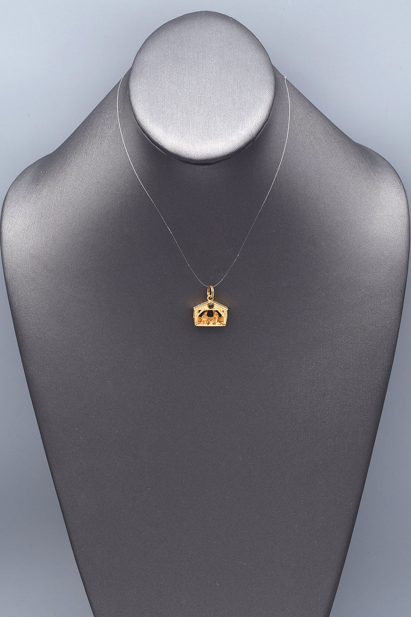 Vintage 14K Yellow Gold 3D Nativity Charm Pendant