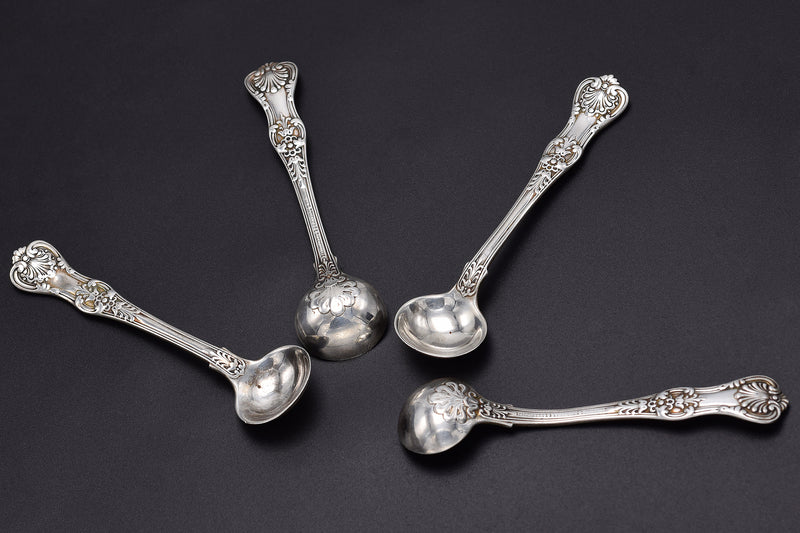 Tiffany & Co. Sterling Silver English King 8 Oyster Forks & 4 Mustard Ladles